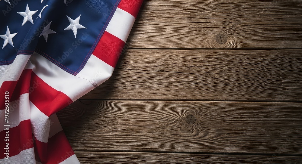 Fototapeta premium American flag on wooden background a patriotic display of national pride