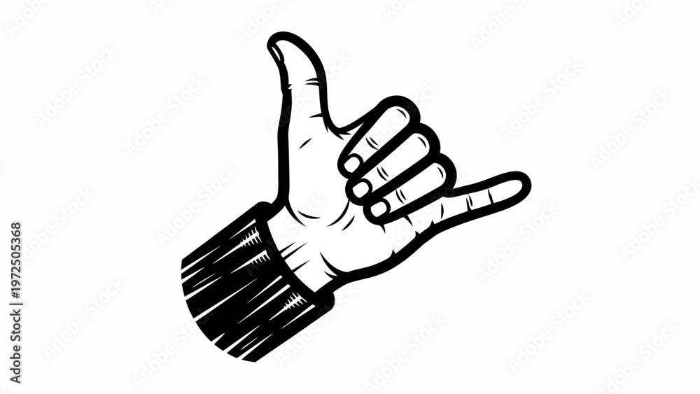 Fototapeta premium Hand Gesture Shaka Sign, Hang Loose Symbol, Aloha Spirit, Vector Illustration