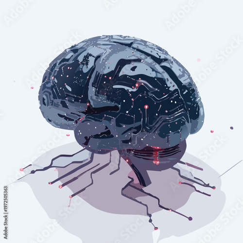 Artificial intelligence AI neural network digital brain machine deep learning processing big data analysis technology connection mining chipset on Circuit board futuristic. 