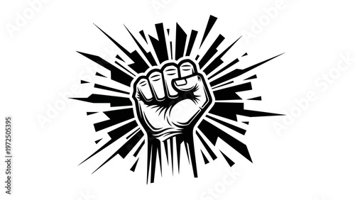Fist Raised in Protest, Symbol of Revolution and Power