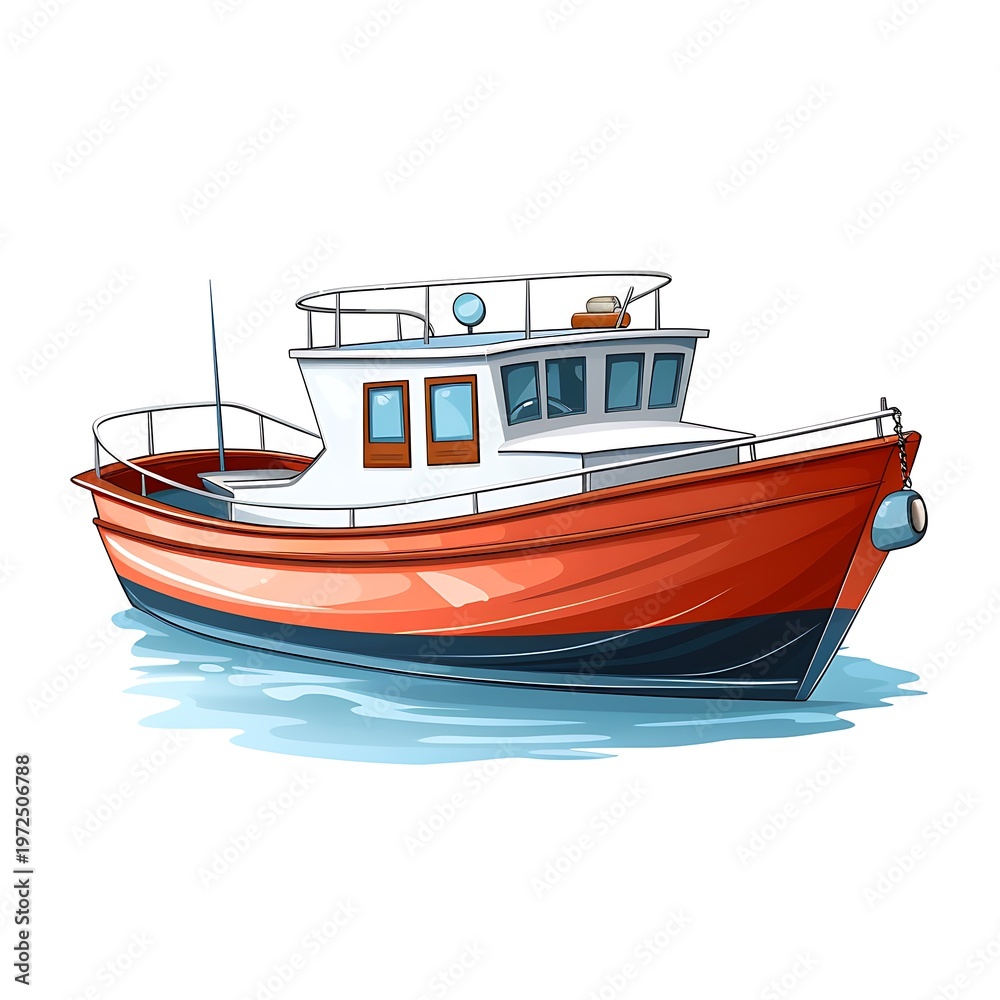 Naklejka premium Boat on White Background Vector Illustration