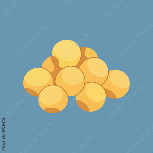 Flat vector illustration of a pile of raw yellow soybeans.