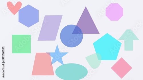Colorful Abstract Geometric Shapes Pattern Motion on Light Background