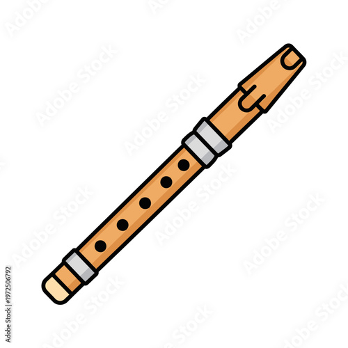 Flat Design Wooden Recorder Musical Instrument