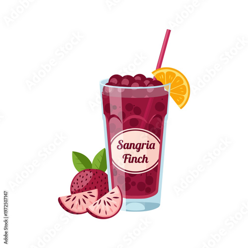 Sangria Fruit Punch Flat Design Illustration