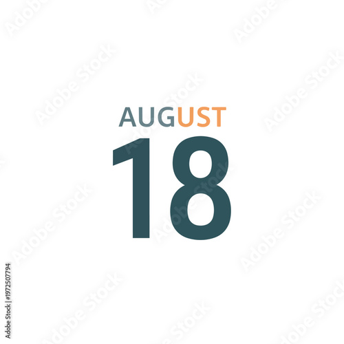 August Eighteenth Date Icon Graphic Design Element With Minimalist Style Simple Bold Typography
