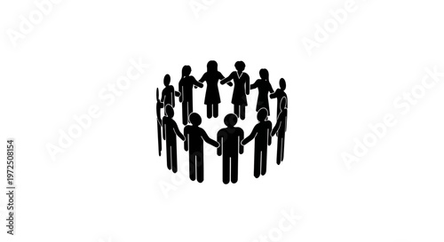 Diverse group of people standing in a circle.