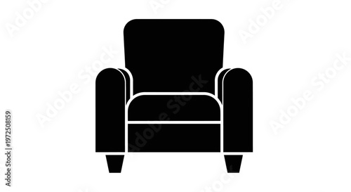 Classic Black Armchair Upholstered Furniture for Living Room, Isolated White Background