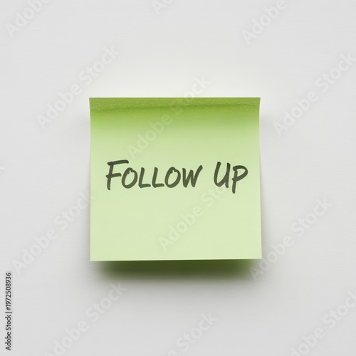 Follow Up Reminder Sticky Note on Minimal White Background for Business Productivity