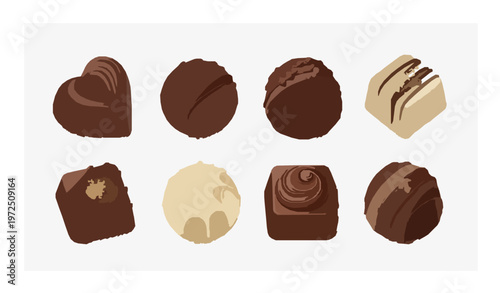Chocolate Pattern Collection Valentine Love Dessert Vector Illustration
