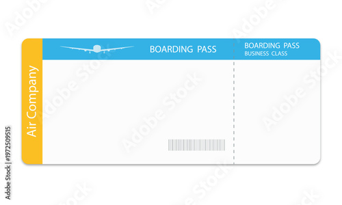 Airline ticket template on a white background.