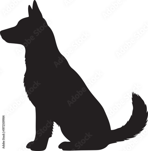Obraz na płótnie A sleek silhouette of a german shepherd sitting calmly in a relaxed pose