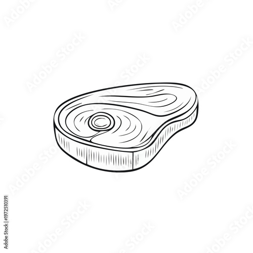 Stylized Outline Drawing of a Raw Beef Steak