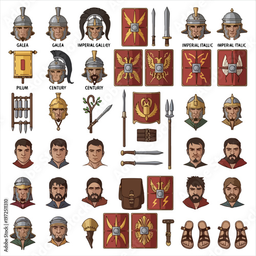 Ancient Roman Soldier Character Asset Kit with Equipment and Helmets.