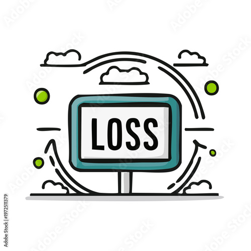 Financial Loss Concept Symbol with Digital Display and Abstract Elements