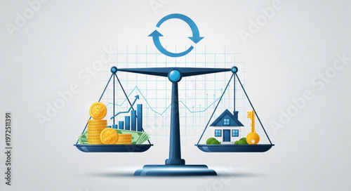 Balancing Assets - Money, Growth, and Home Ownership on Scales.