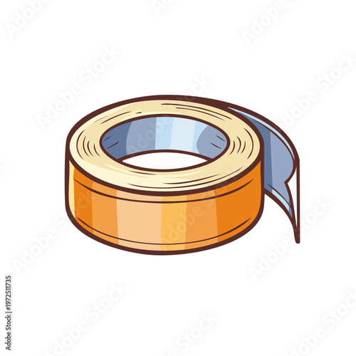 Illustration of a roll of clear adhesive tape for sealing and crafting