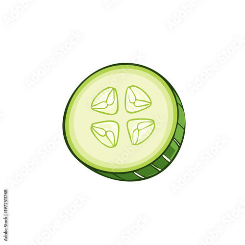 Fresh Cucumber Slice Isolated, Healthy Food Ingredient