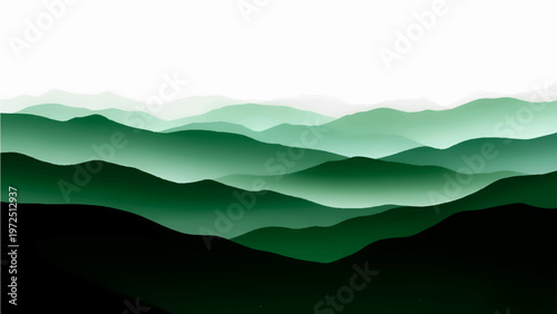 Scenic layered mountain range tranquil landscape artistic nature serenity and gradient color and soft mist atmosphere and visual panorama and atmospheric perspective and natural environment.