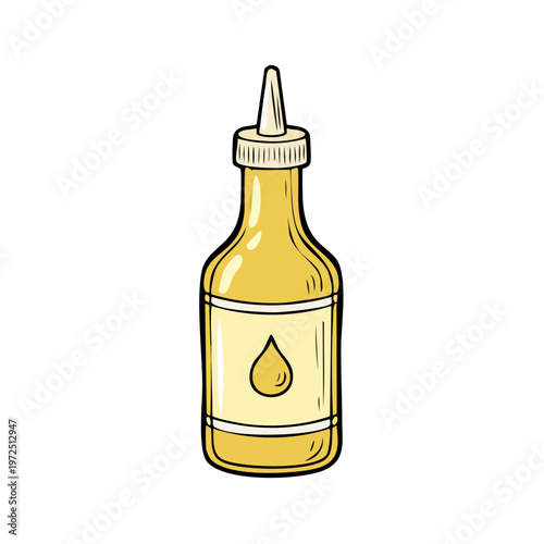 Hand Drawn Yellow Sauce Bottle with Droplet Label