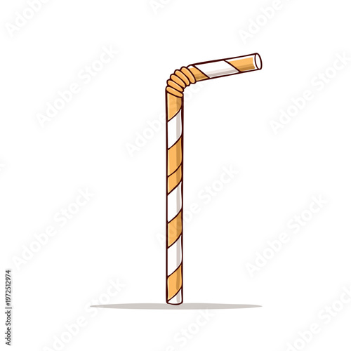 Striped Bendable Drinking Straw with Orange and White Stripes
