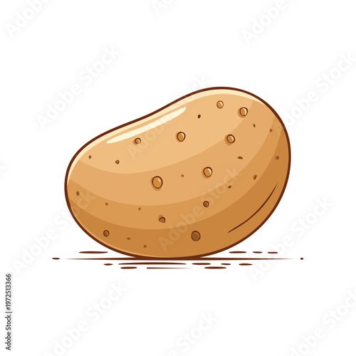 Stylized cartoon drawing of a single brown potato with small eyes