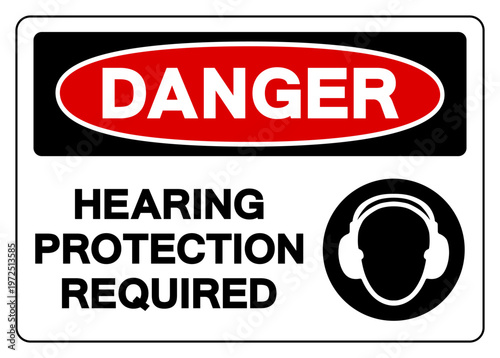 Danger Hearing Protection Symbol Sign, Vector Illustration, Isolated On White Background Label.EPS10