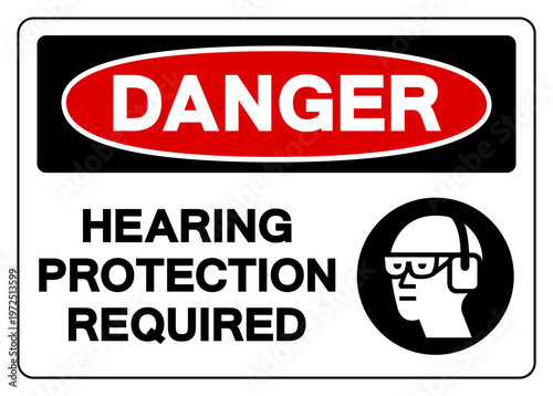 Danger Hearing Protection Symbol Sign, Vector Illustration, Isolated On White Background Label.EPS10