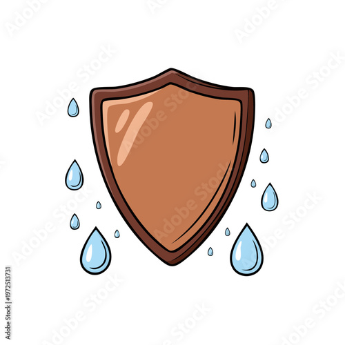 Cartoon Shield Symbolizing Protection Against Water and Moisture Damage