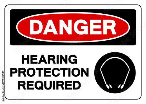 Danger Hearing Protection Symbol Sign, Vector Illustration, Isolated On White Background Label.EPS10