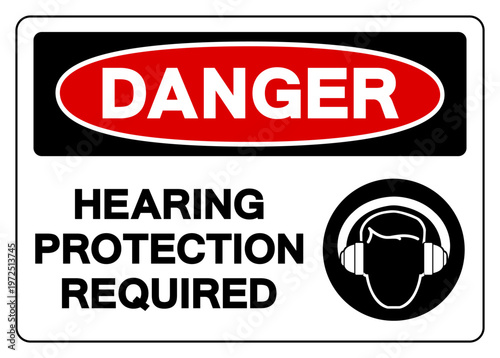 Danger Hearing Protection Symbol Sign, Vector Illustration, Isolated On White Background Label.EPS10