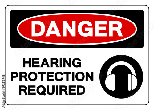 Danger Hearing Protection Symbol Sign, Vector Illustration, Isolated On White Background Label.EPS10