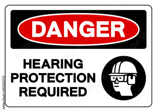 Danger Hearing Protection Symbol Sign, Vector Illustration, Isolated On White Background Label.EPS10
