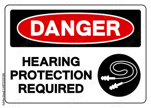 Danger Hearing Protection Symbol Sign, Vector Illustration, Isolated On White Background Label.EPS10