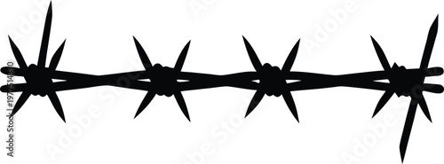 Black barbed wire isolated vector illustration element