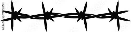 Barbed wire isolated black vector silhouette illustration