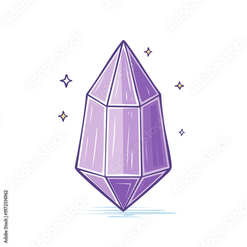 Sparkling Amethyst Crystal Gemstone Icon Fantasy Magic Mystical Element