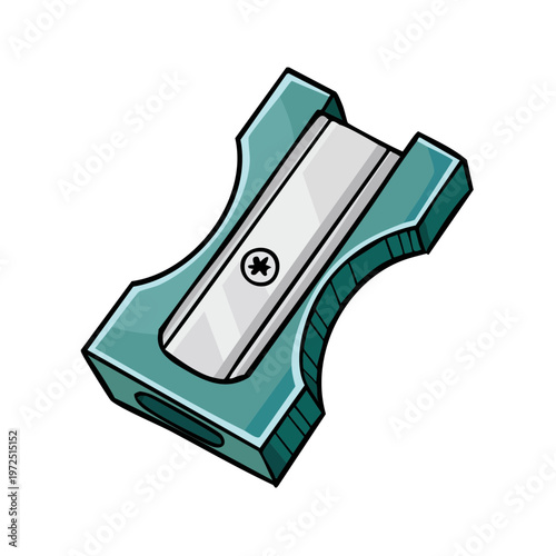 Teal manual pencil sharpener with metal blade for stationery and school supplies