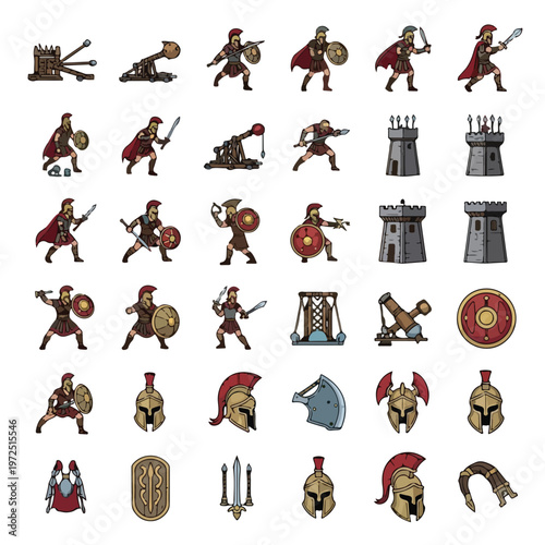 Ancient Roman Warriors and Shields.
