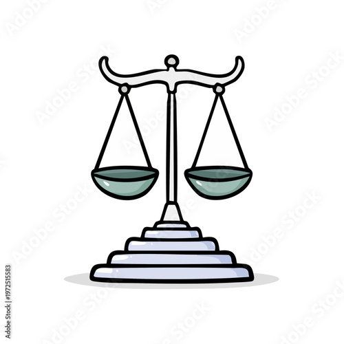 Simple Scales of Justice symbol with balanced pans on a stepped base