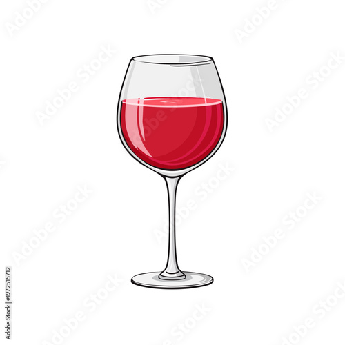 Elegant Red Wine Glass Filled with Rich Beverage on White