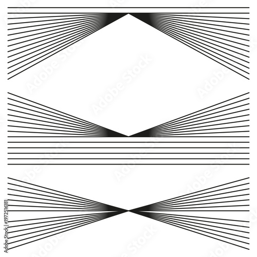 Perspective line set. Geometric ray pattern. Abstract Vector vision. Linear focus art. Manual vector only. No autotrace used.