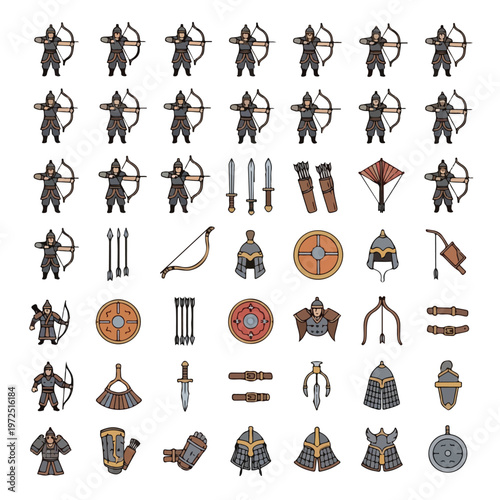 Medieval Archer Warriors with Bows Shields.