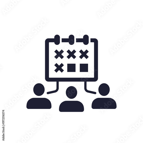 absence or attendance icon with calendar and people