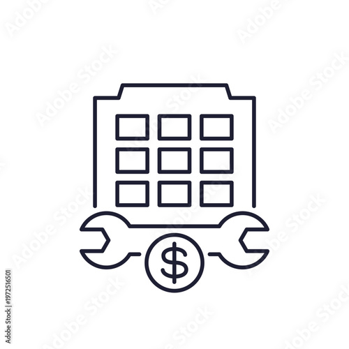 building maintenance cost line icon