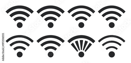 Collection of diverse Wi-Fi signal in black and white