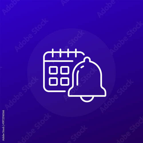 calendar and bell icon, vector line design