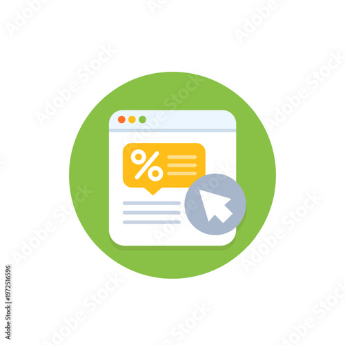 Click-Through Rate or CTR icon, vector flat design
