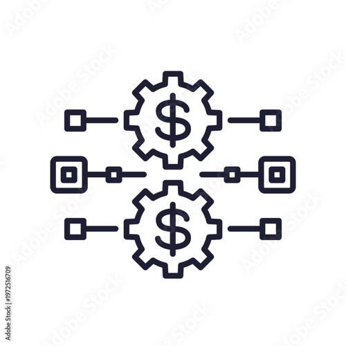 digital business line icon with gears