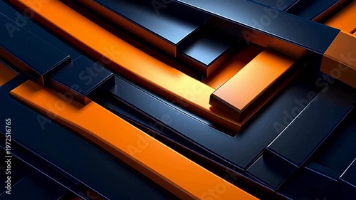 Digital orange and black stacked geometric abstract background